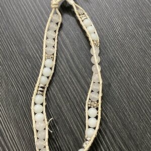 Quartz  Beaded Wrap Necklace with Silver Accents